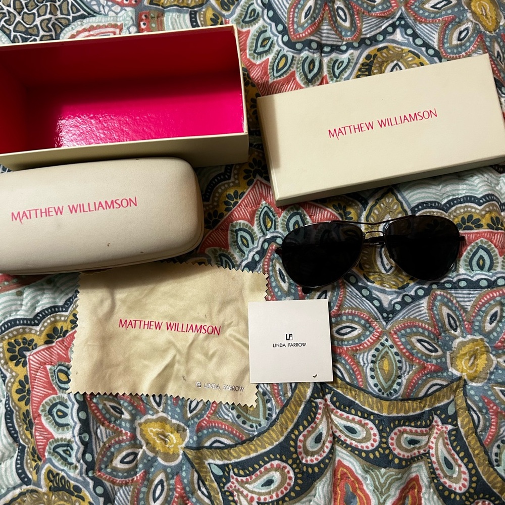Matthew Williamson Linda Farrow Black Aviator Sunglasses